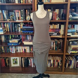JAMES perse bodycon grey maxi tank dress with front draping sz s euc